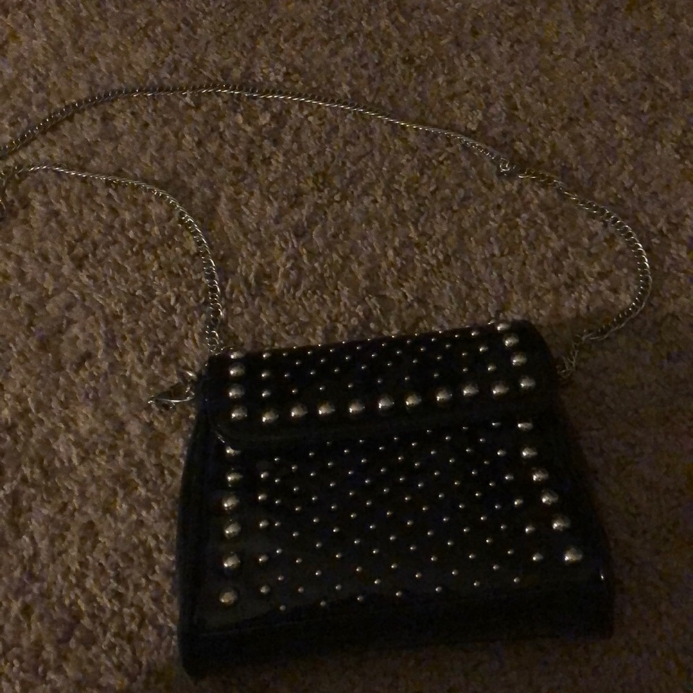 Black studded evening bag